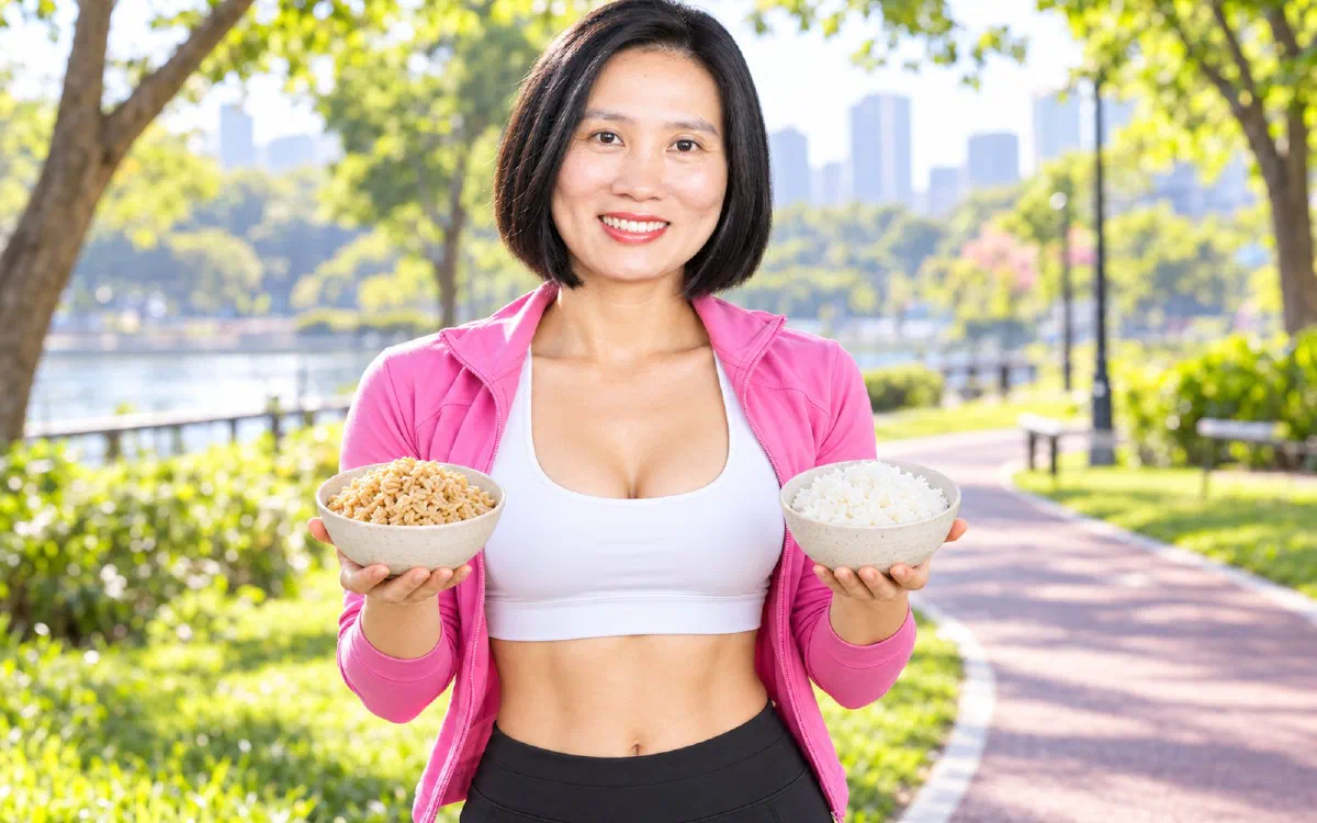 Nguyễn Hương so sánh bát cơm gạo lứt và bát cơm gạo trắng khi giảm cân